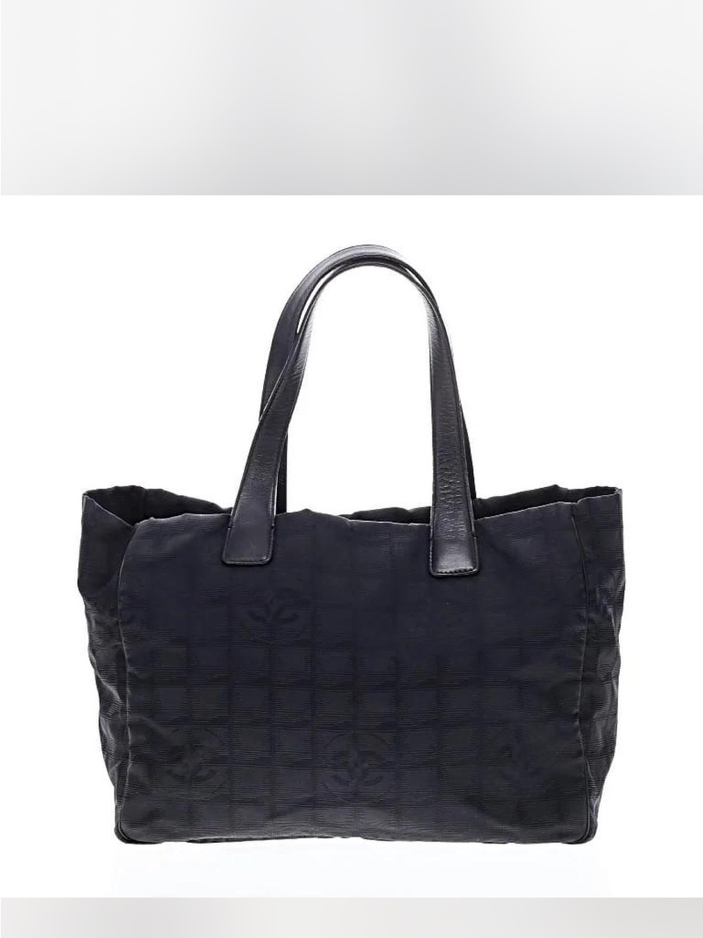 CHANEL Black travel line nylon tote with gold hardware